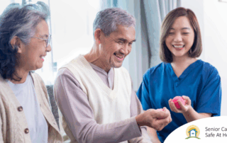 A caregiver provides home care services to manage arthritis.